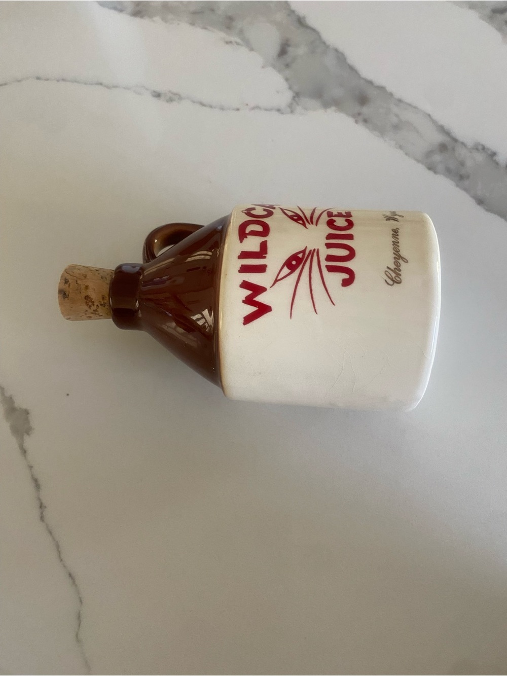 Ceramic Bottle with Cork - Brown and White